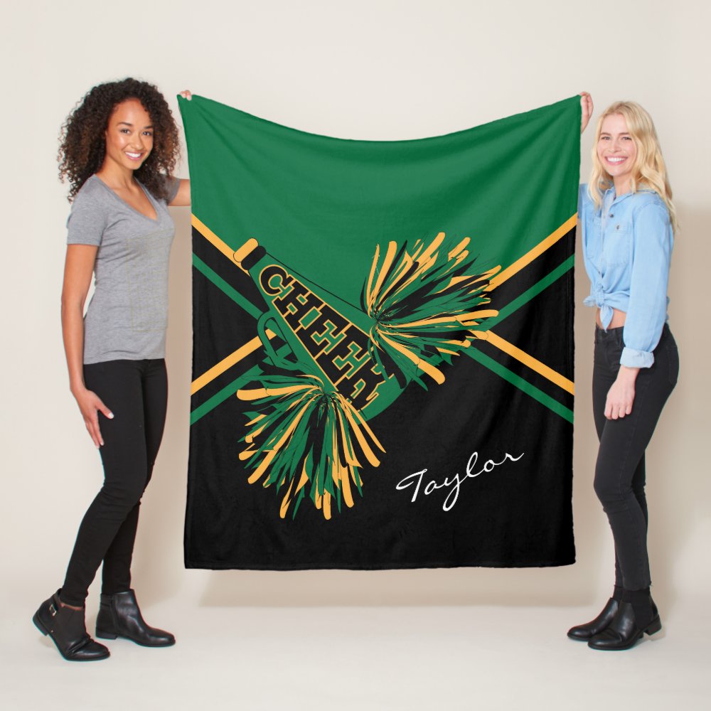 cheer cheerleader dark green gold black fleece blanket - Cheerleading Gifts