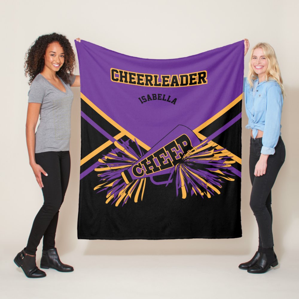 cheer cheerleader purple gold black 2 fleece blanket - Cheerleading Gifts