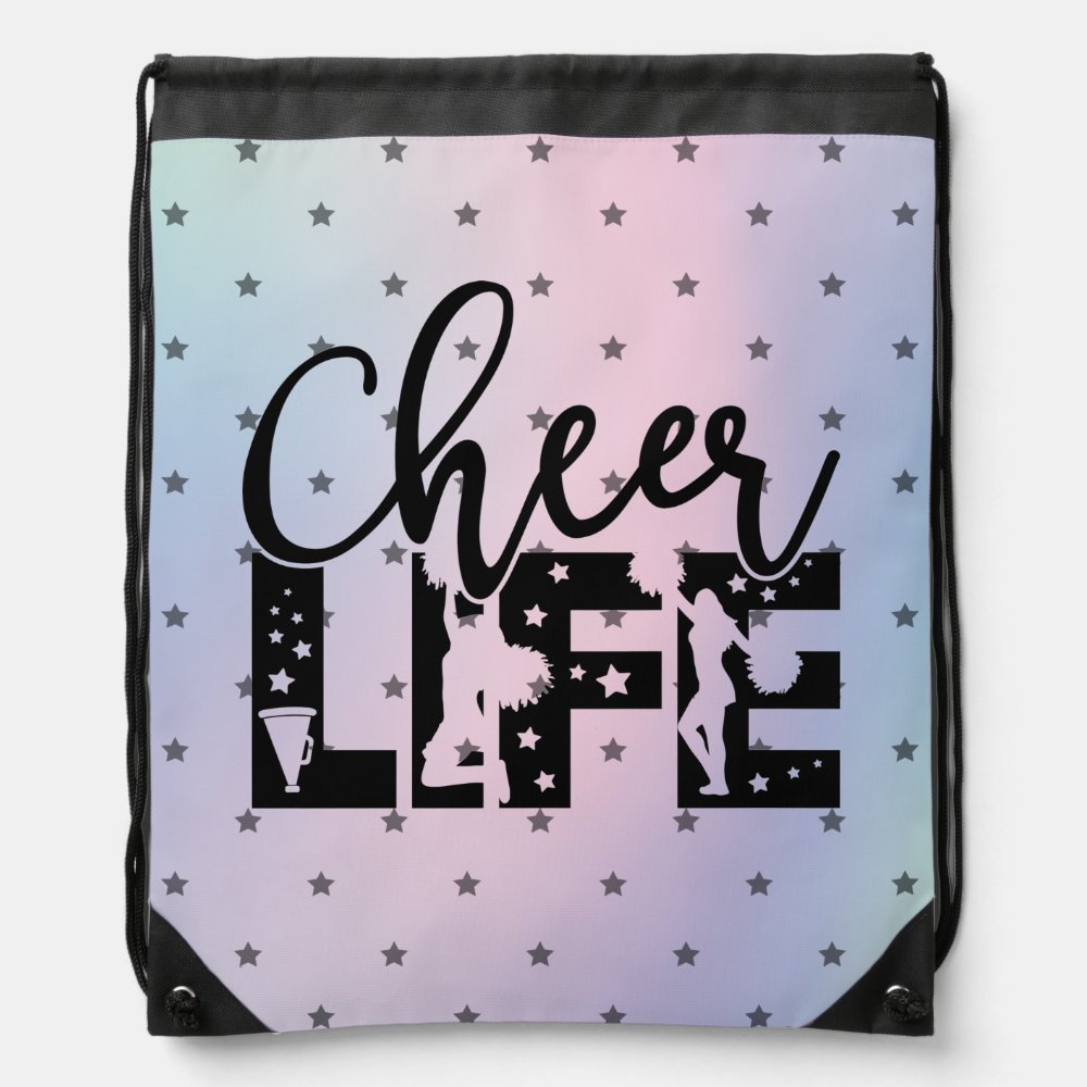 cheer life glamorous cheerleading star gradient drawstring bag - Cheerleading Gifts