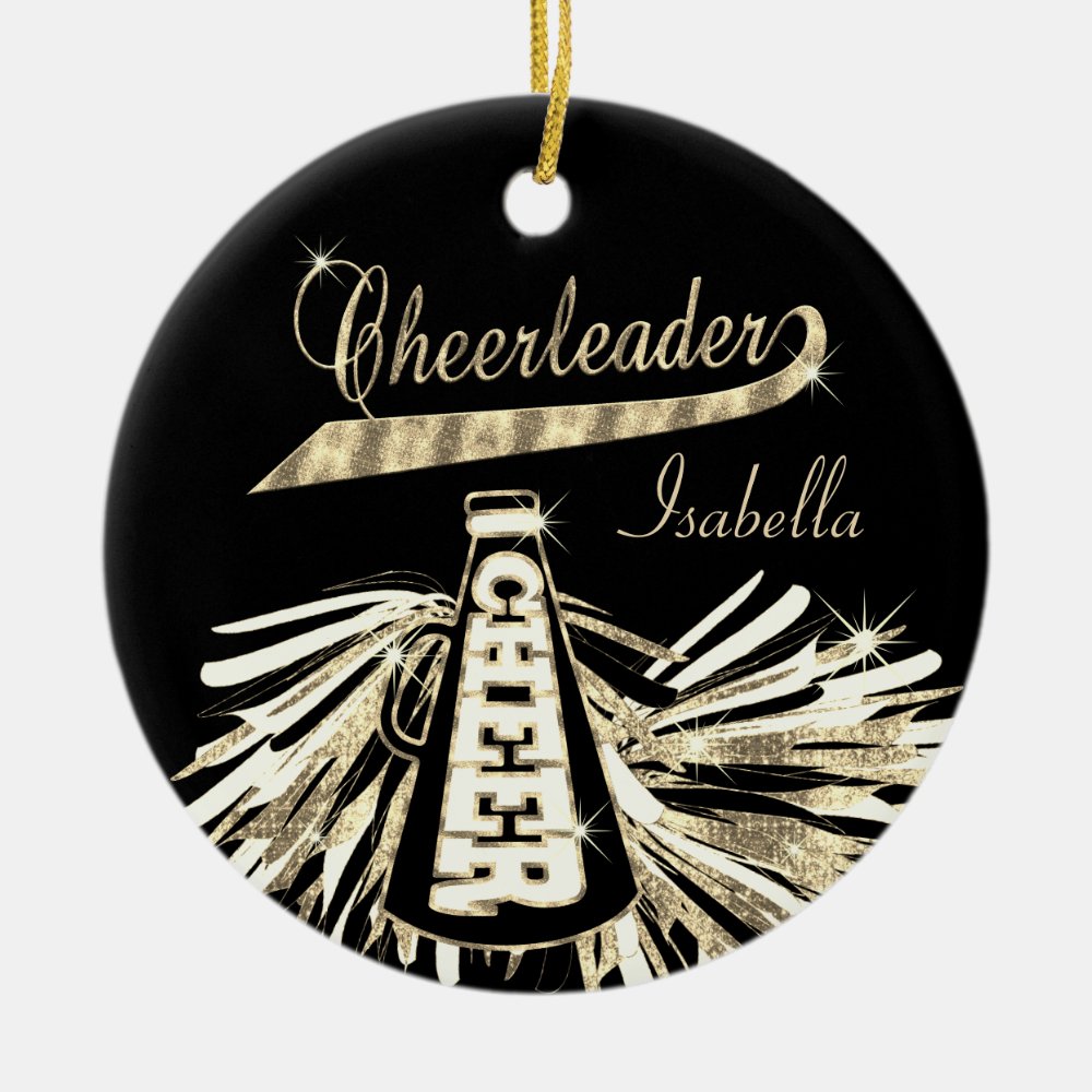 cheerleader glam black and gold ceramic ornament - Cheerleading Gifts