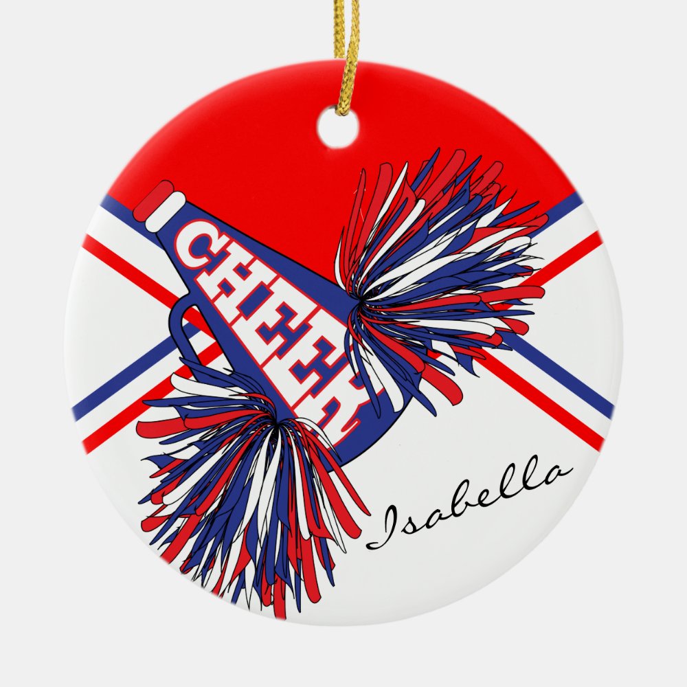 cheerleader red white and blue ceramic ornament - Cheerleading Gifts