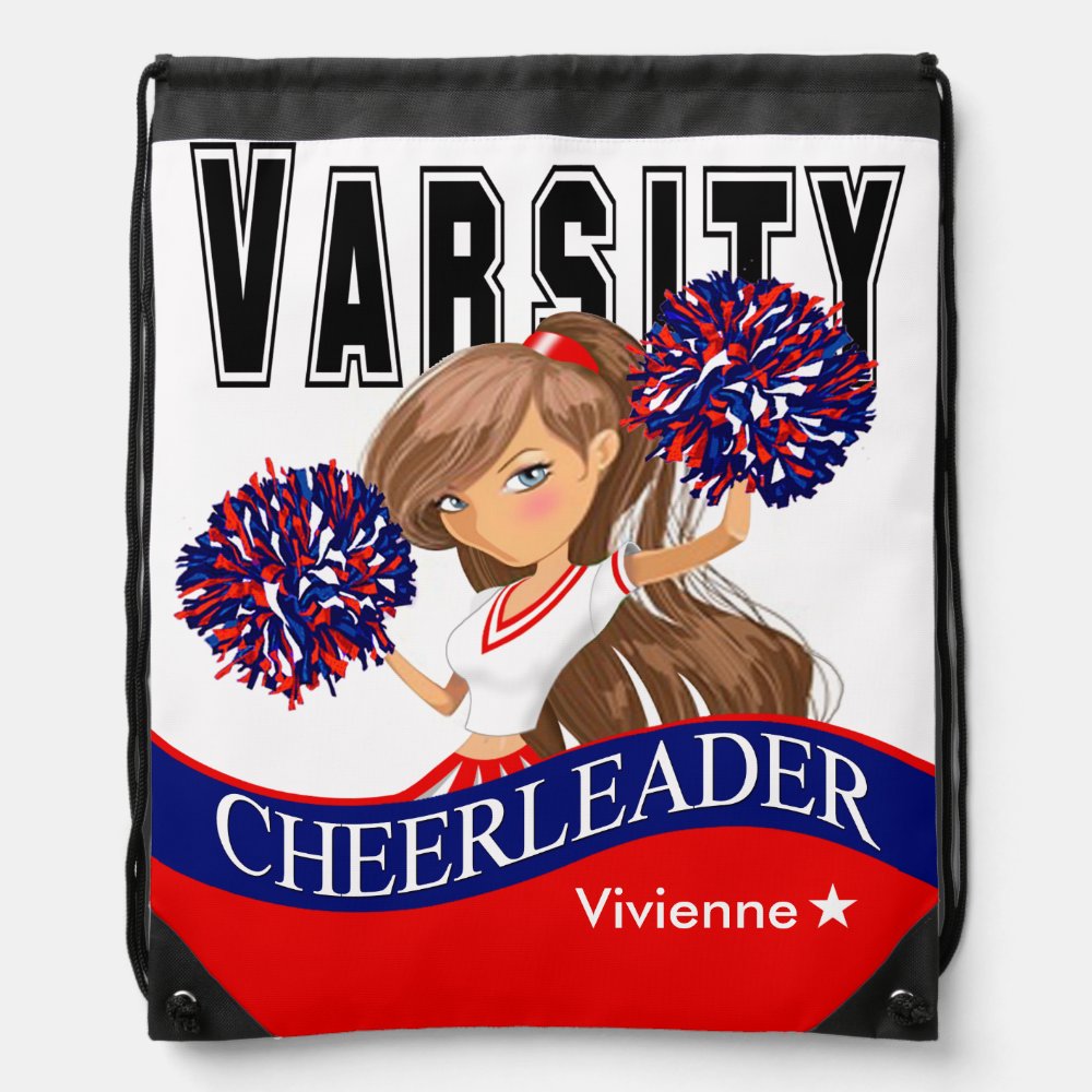 cheerleader team colors red navy drawstring bag - Cheerleading Gifts