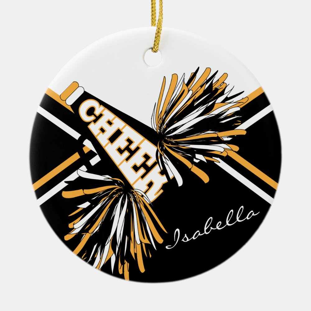 cheerleader white black and gold ceramic ornament - Cheerleading Gifts