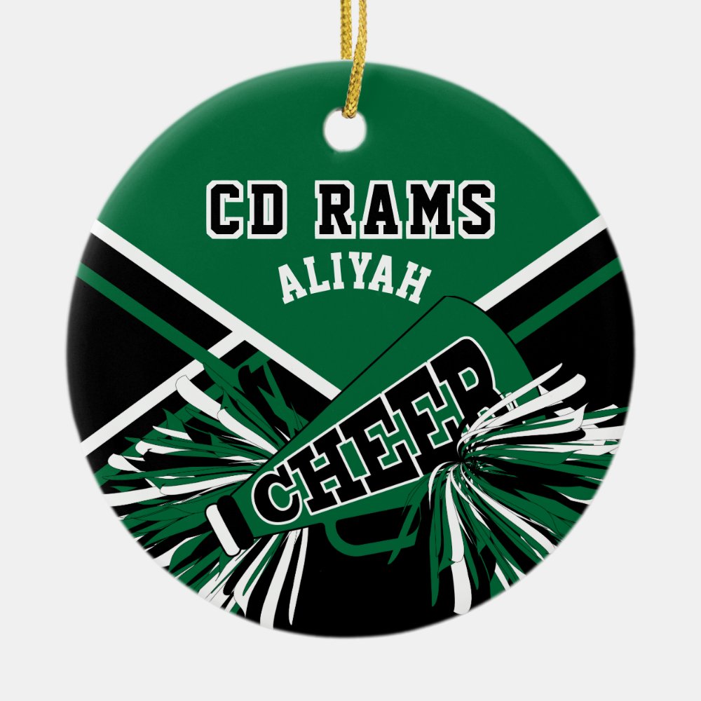 custom cheerleader dark green black whi ceramic ornament - Cheerleading Gifts