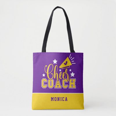 cute cheer coach personalized purple yellow tote bag r0630a588db0a4d278cf3c3b65ef219bf 6kcf1 1000 - Cheerleading Gifts