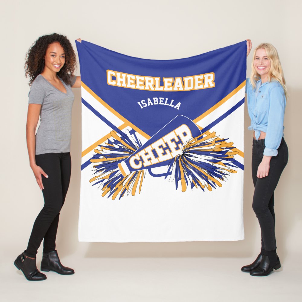 for a cheerleader blue gold white 2 fleece blanket - Cheerleading Gifts