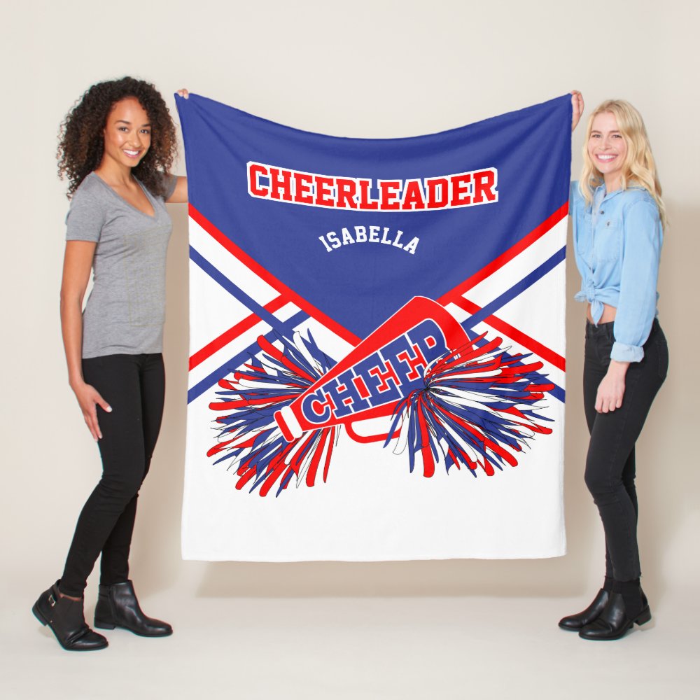 for a cheerleader blue white red 2 fleece blanket - Cheerleading Gifts
