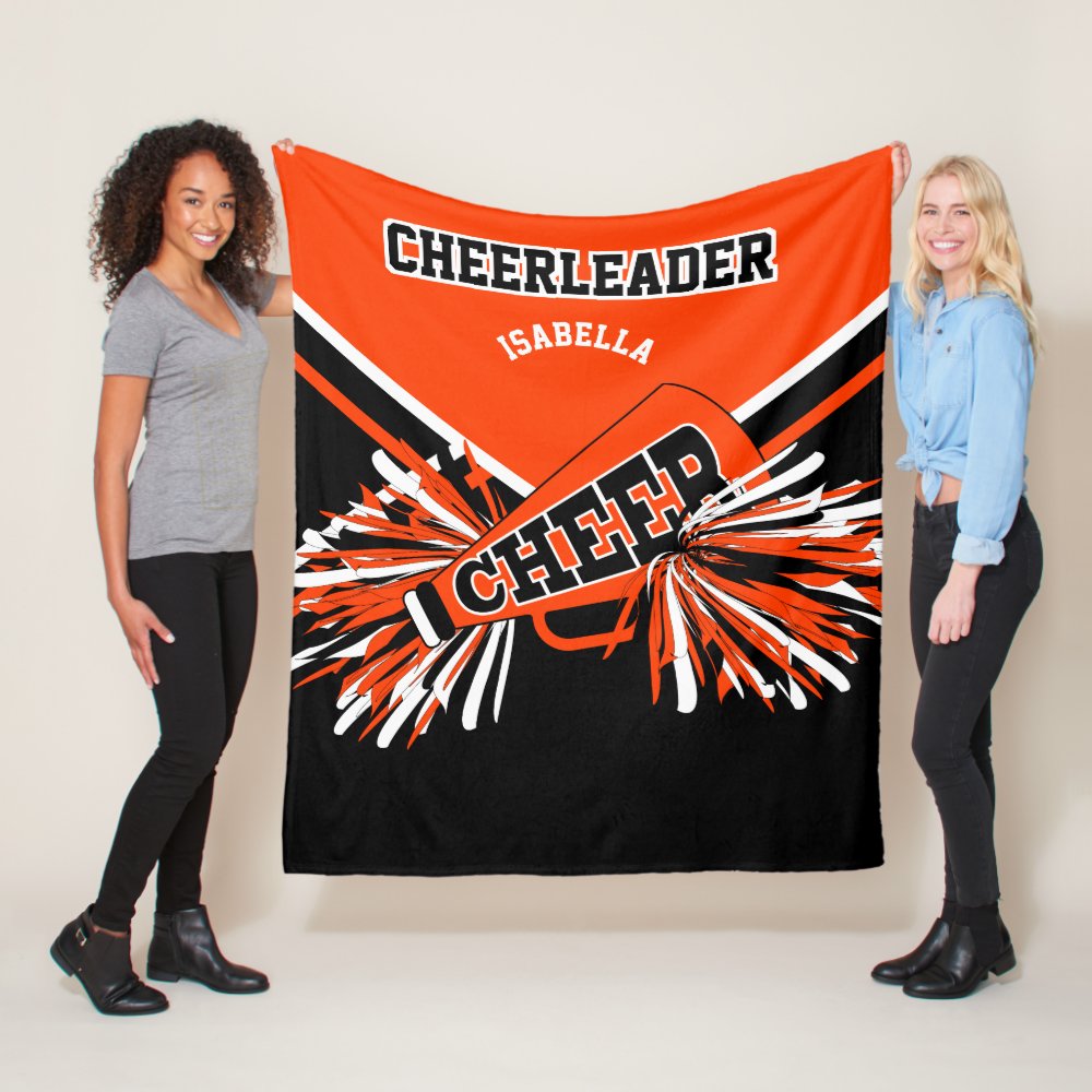 for a cheerleader orange black white fleece blanket - Cheerleading Gifts