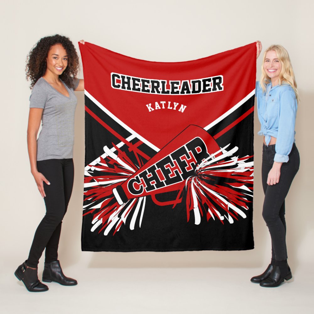 for a cheerleader red black white cust fleece blanket - Cheerleading Gifts