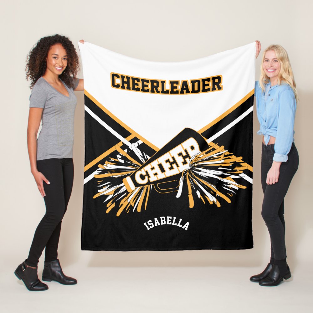 for a cheerleader white gold black fleece blanket - Cheerleading Gifts