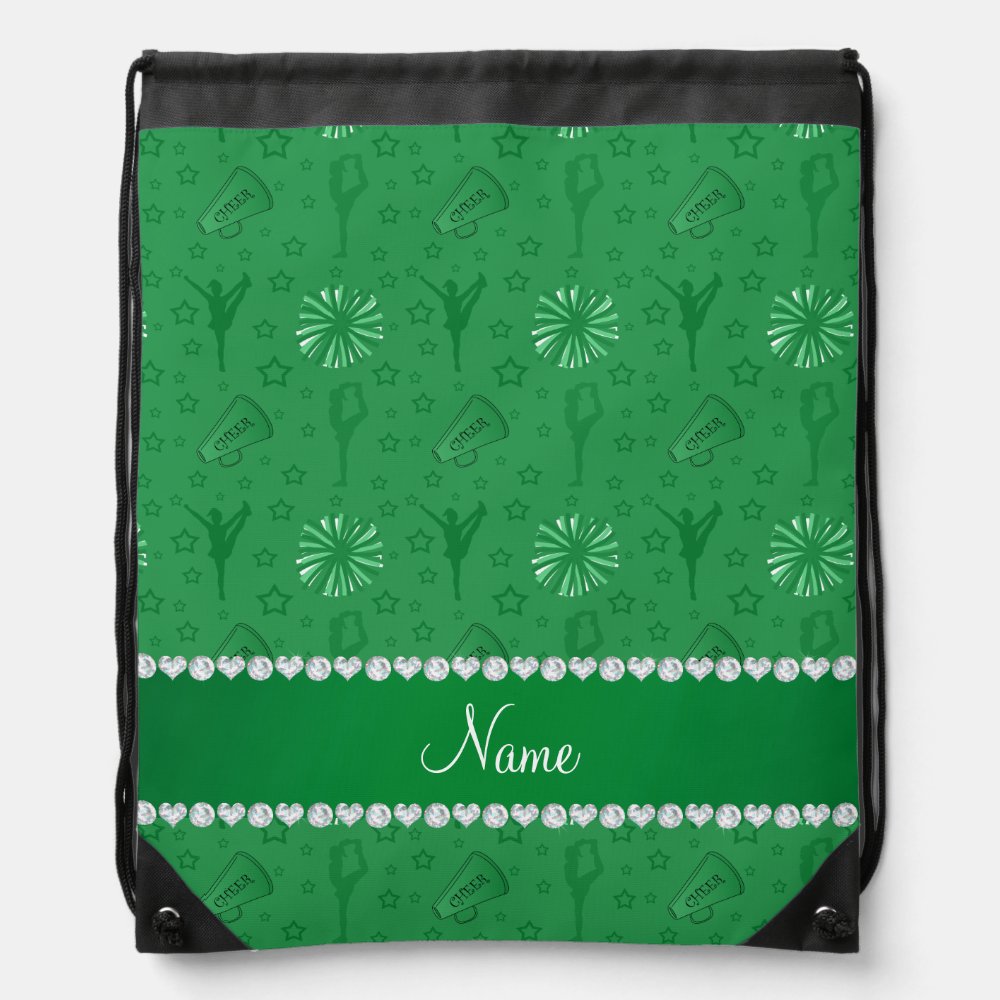 name green cheerleading pompoms bullhorns stars drawstring bag - Cheerleading Gifts