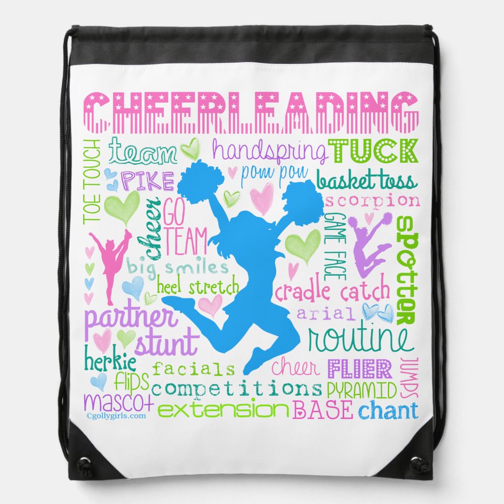 pastel cheerleading words typography drawstring bag - Cheerleading Gifts