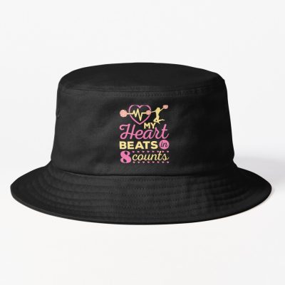 My Heart Beats In 8 Counts Cheerleading Cheerleader Bucket Hat Official Cheerleading Merch