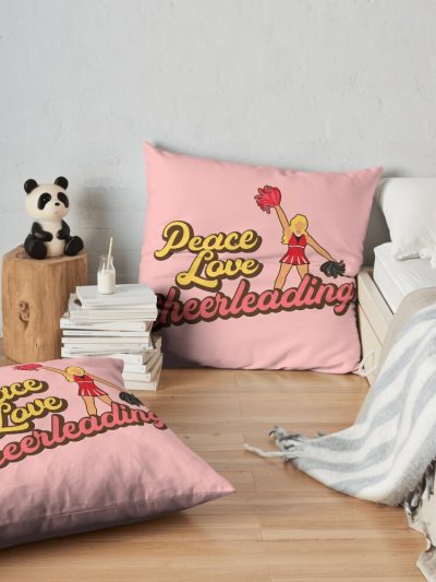 Peace Love Cheerleading. Throw Pillow Official Cheerleading Merch