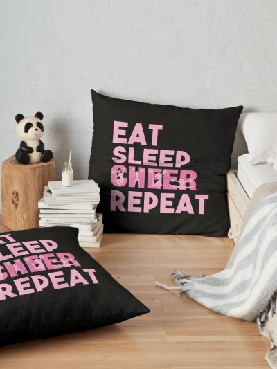 Eat Sleep Cheer Repeat Throw Pillow Official Cheerleading Merch