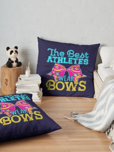 Cheerleading The Best Athletes Wear Bows Throw Pillow Official Cheerleading Merch