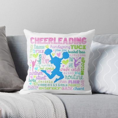 Pastel Cheerleading Typography Throw Pillow Official Cheerleading Merch