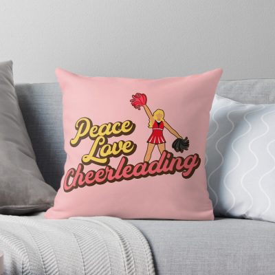 Peace Love Cheerleading. Throw Pillow Official Cheerleading Merch