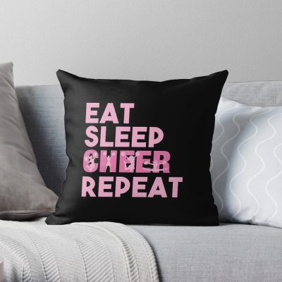 Eat Sleep Cheer Repeat Throw Pillow Official Cheerleading Merch