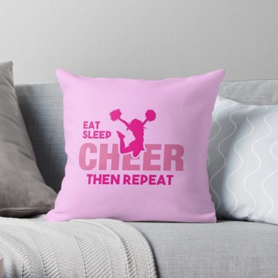 Eat Sleep Cheer Repeat Throw Pillow Official Cheerleading Merch