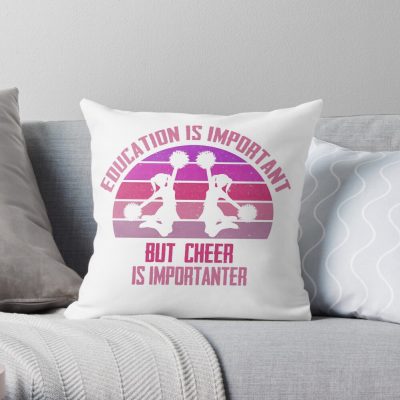 Education Is Important But Cheer Is Importanter Funny Cheerleading Throw Pillow Official Cheerleading Merch