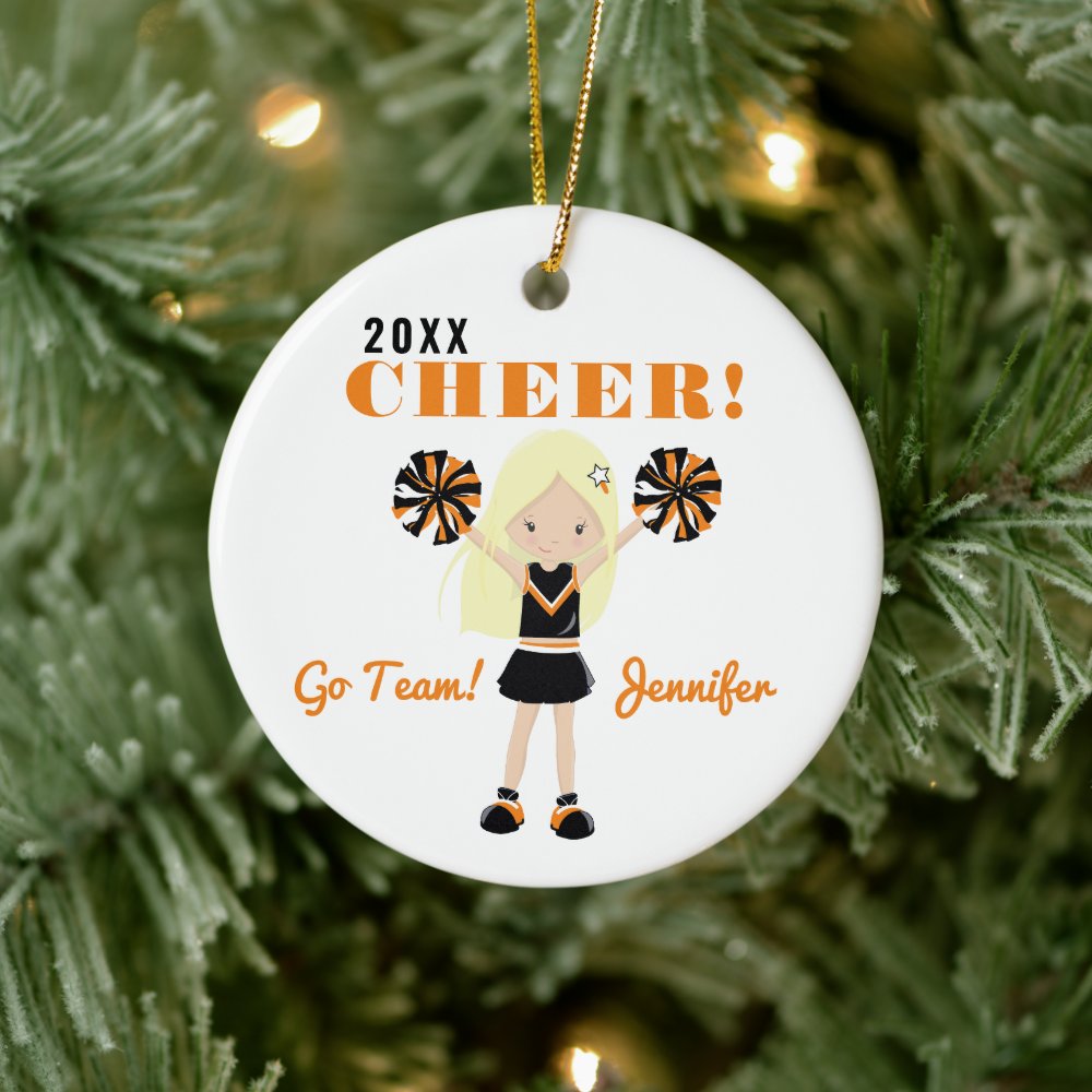 two sided cute blond cheerleader christmas cerami ceramic ornament r935dbc69eeda4a3eb1b4de9e8e7ac3df 05wi1 8byvr 1000 - Cheerleading Gifts