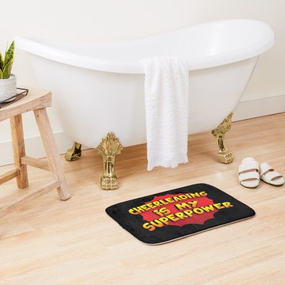 Cheerleading Is My Superpower Funny Design Cheerleading Gift Bath Mat Official Cheerleading Merch