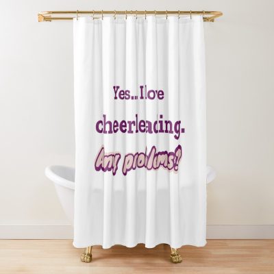 I Love Cheerleading Shower Curtain Official Cheerleading Merch