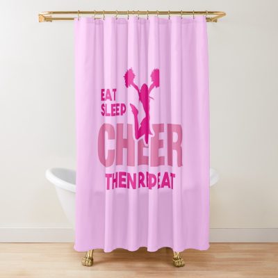 Eat Sleep Cheer Repeat Shower Curtain Official Cheerleading Merch