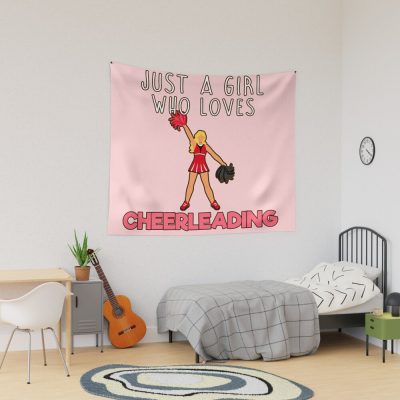 Just A Girl Who Loves Cheerleading. Tapestry Official Cheerleading Merch