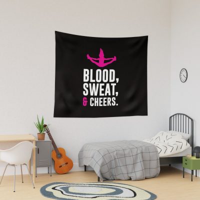 Blood Sweat And Cheers Cheerleading Cheerleader Sports Team Tapestry Official Cheerleading Merch