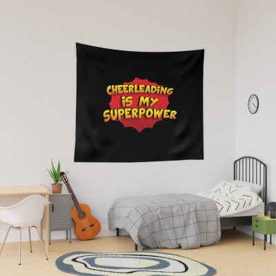 Cheerleading Is My Superpower Funny Design Cheerleading Gift Tapestry Official Cheerleading Merch