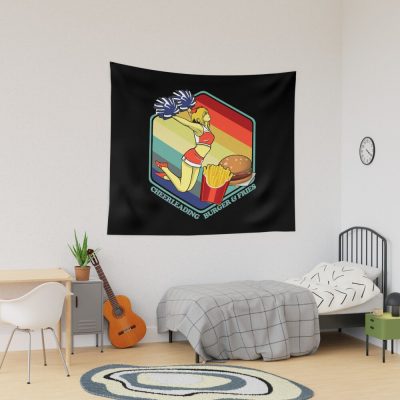 Cheerleading Fastfood Fries Burger Cheerleader Tapestry Official Cheerleading Merch