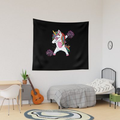 Magical Cute Dabbing Unicorn Cheer Funny Cheerleading Tapestry Official Cheerleading Merch