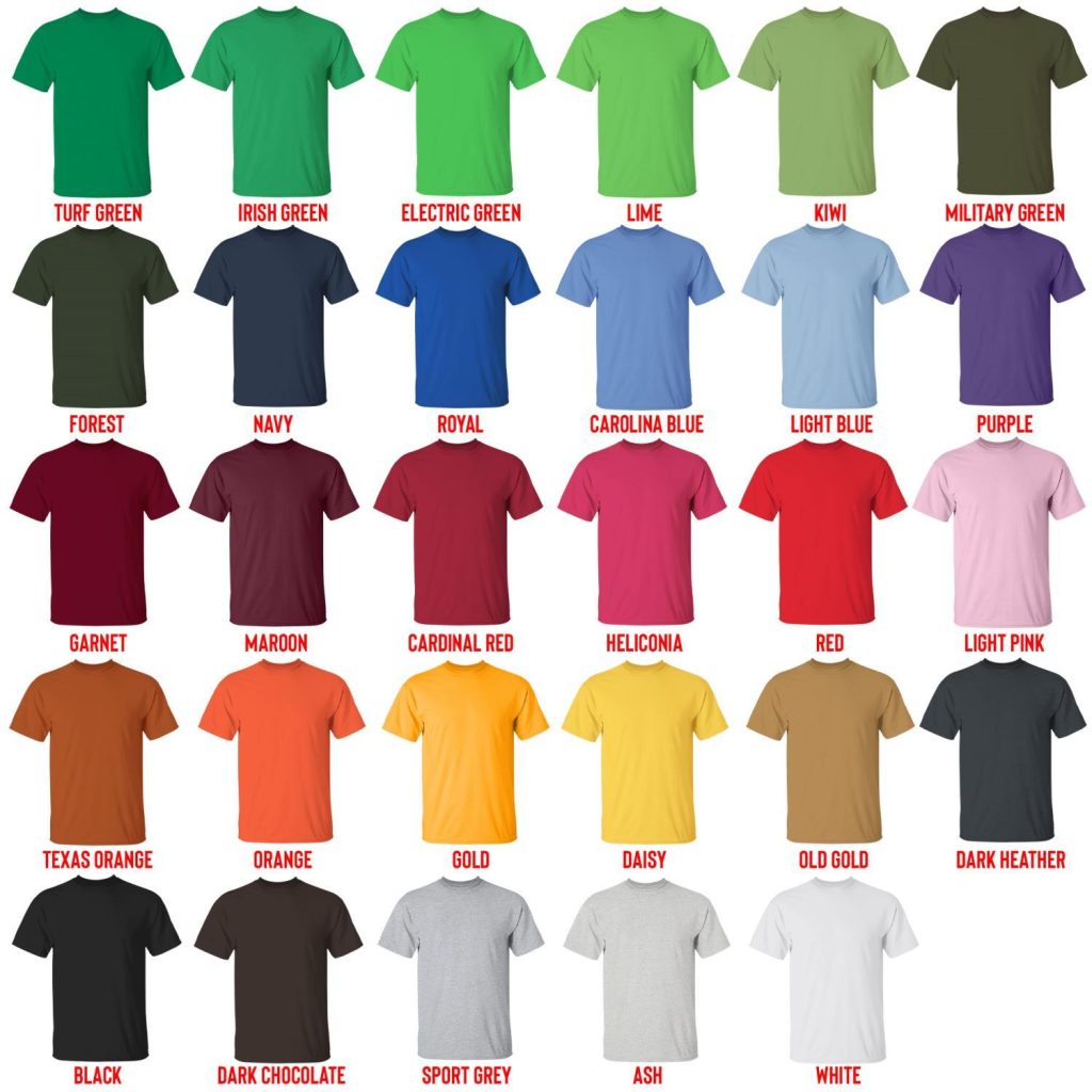 t shirt color chart - Cheerleading Gifts